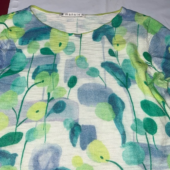 Mansted White Blue Lime Green GALINA knit Sweater Tunic Pullover Cotton Preppy L - Picture 6 of 16